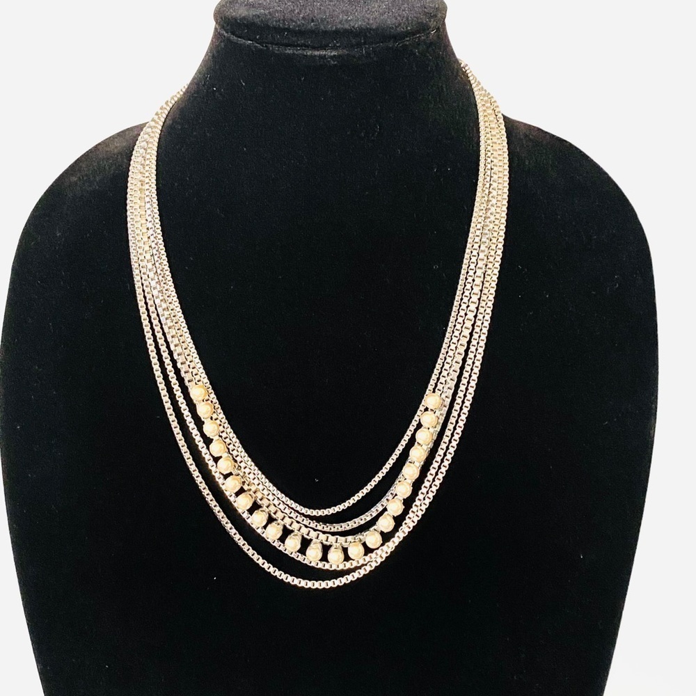 Talbots Necklace Multiple Strands Faux Pearls
